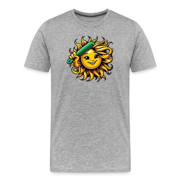 Sonne - Männer Premium Bio T-Shirt - Grau meliert - Vorne - Damien (186cm)