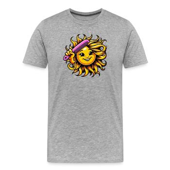 Sonne - Männer Premium Bio T-Shirt - Grau meliert - Vorne - Damien (186cm)