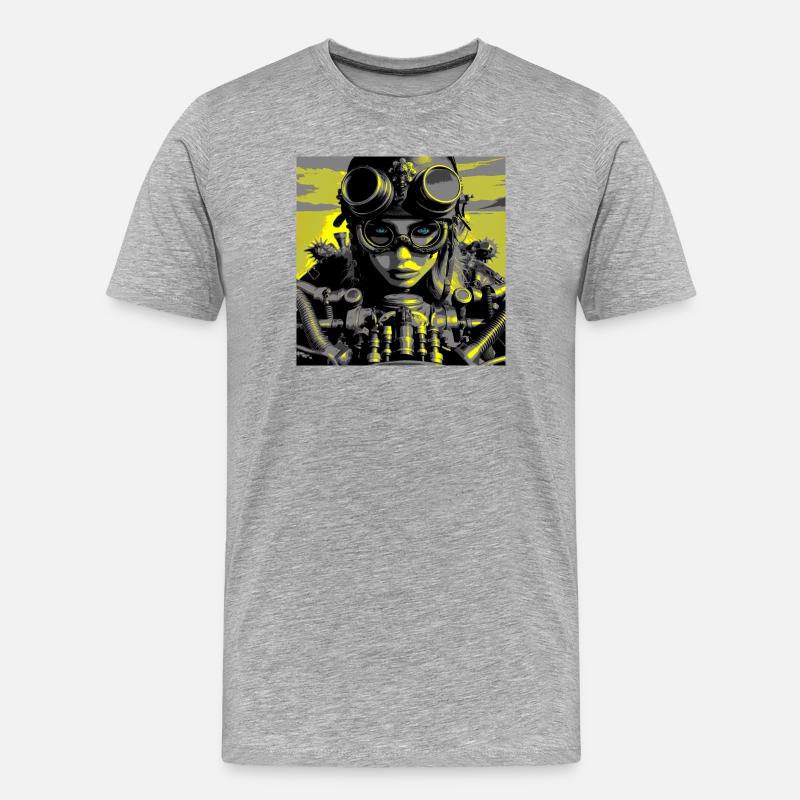 Steampunk-Biker - Männer Premium Bio T-Shirt - Grau meliert
