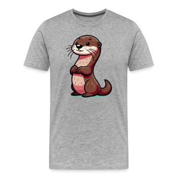 Otter - Männer Premium Bio T-Shirt - Grau meliert - Vorne - Damien (186cm)
