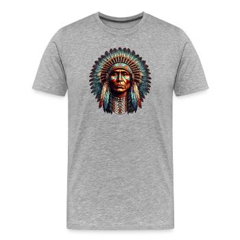Amérindien Américain - T-shirt bio Premium Homme - gris chiné - Devant - Damien (186cm)
