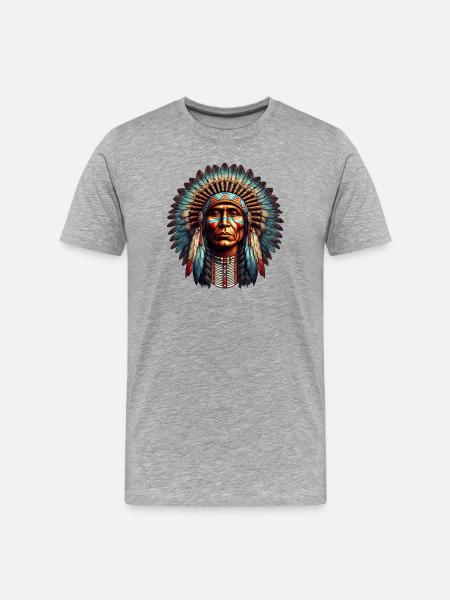 Amérindien Américain - T-shirt bio Premium Homme - gris chiné