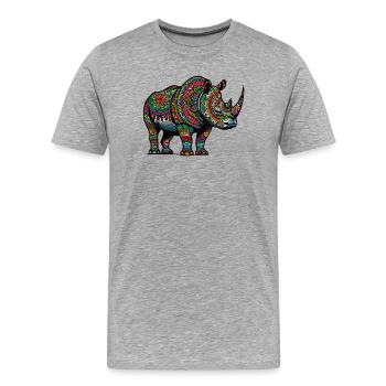 Rhinoceros - Men's Premium Organic T-Shirt - heather grey - Front - Damien (186cm)