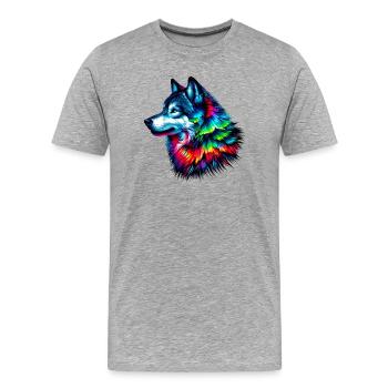 Wolf - Männer Premium Bio T-Shirt - Grau meliert - Vorne - Damien (186cm)
