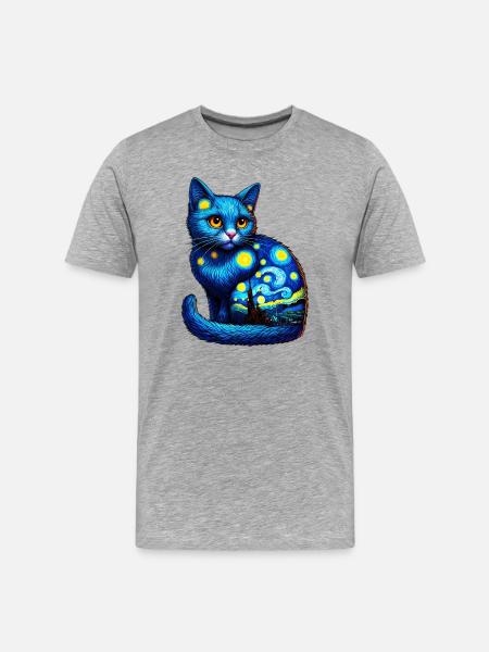 Cat - Men's Premium Organic T-Shirt - heather grey