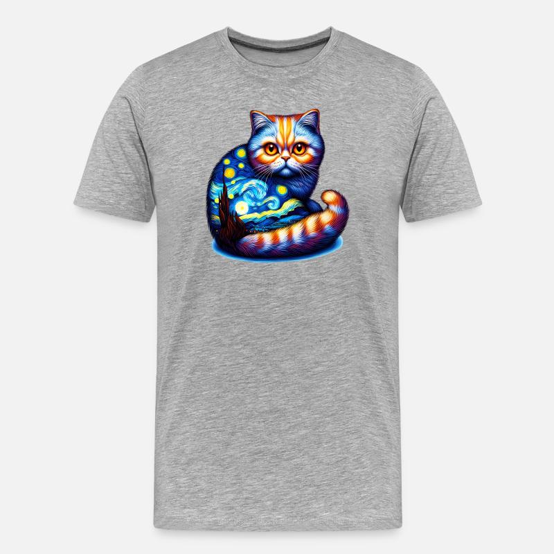 Katze - Männer Premium Bio T-Shirt - Grau meliert