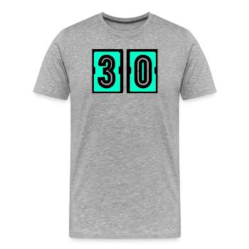 30. 30 YEARS. 30th ANNIVERSARY. 30 YEARS ANNIVERSARY. - Men's Premium Organic T-Shirt - heather grey - Front - Damien (186cm)