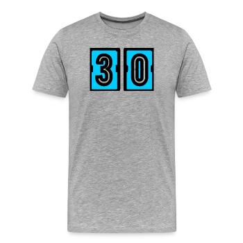 30. 30 YEARS. 30th ANNIVERSARY. 30 YEARS ANNIVERSARY. - Men's Premium Organic T-Shirt - heather grey - Front - Damien (186cm)