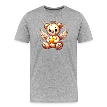 Teddybär Engel-süßer Begleiter der Weihnachtszeit - Männer Premium Bio T-Shirt - Grau meliert - Vorne - Damien (186cm)