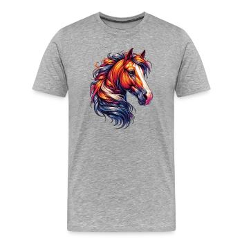 Pferd - Männer Premium Bio T-Shirt - Grau meliert - Vorne - Damien (186cm)