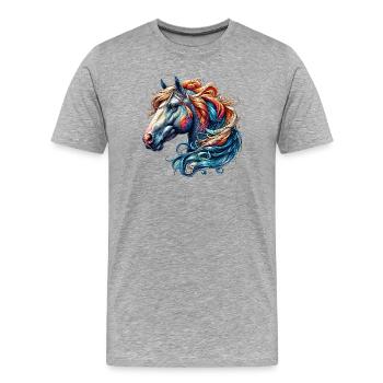 Cheval - T-shirt bio Premium Homme - gris chiné - Devant - Damien (186cm)
