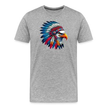 American Indian Eagle American Red Skins - Men's Premium Organic T-Shirt - heather grey - Front - Damien (186cm)