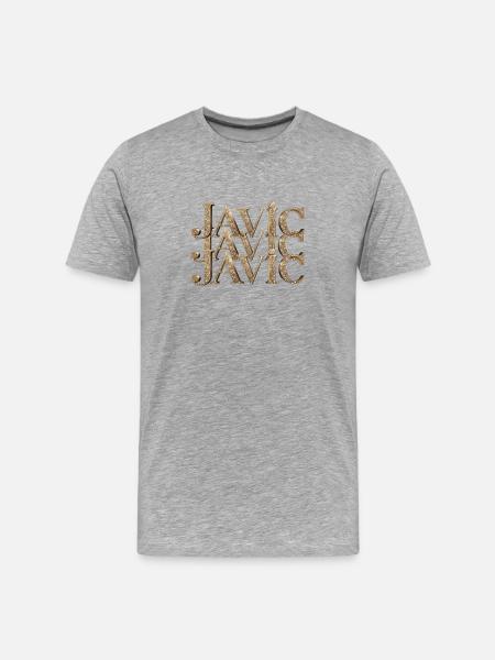 Javic Gold Glitter Monogram - Männer Premium Bio T-Shirt - Grau meliert