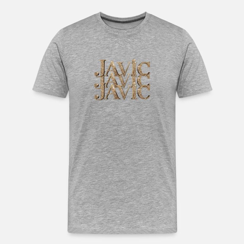 Javic Gold Glitter Monogram - Männer Premium Bio T-Shirt - Grau meliert