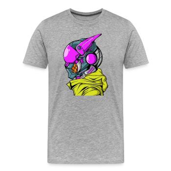 Cyberpunk Cyborg Robot - Men's Premium Organic T-Shirt - heather grey - Front - Damien (186cm)