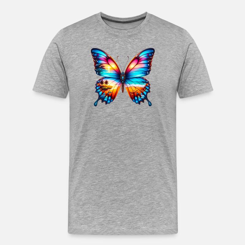 Schmetterling - Männer Premium Bio T-Shirt - Grau meliert