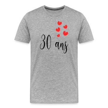 30. 30 YEARS. 30th ANNIVERSARY. 30 YEARS ANNIVERSARY. - Men's Premium Organic T-Shirt - heather grey - Front - Damien (186cm)