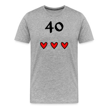 40. 40 ANS. 40e ANNIVERSAIRE. ANNIVERSAIRE 40 ANS. - T-shirt bio Premium Homme - gris chiné - Devant - Damien (186cm)