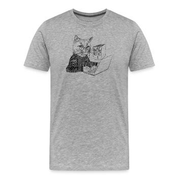 OFFICE KITTY - Men's Premium Organic T-Shirt - heather grey - Front - Damien (186cm)