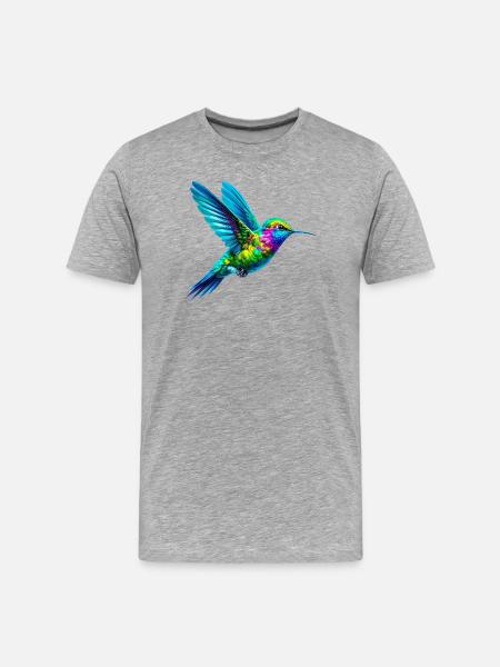 Kolibri - Männer Premium Bio T-Shirt - Grau meliert
