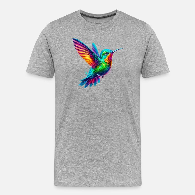 Kolibri - Männer Premium Bio T-Shirt - Grau meliert