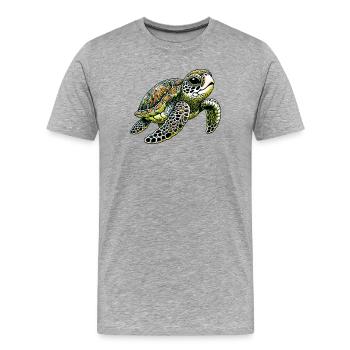 Tortue - T-shirt bio Premium Homme - gris chiné - Devant - Damien (186cm)