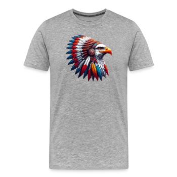 American Indian Eagle American Red Skins - Men's Premium Organic T-Shirt - heather grey - Front - Damien (186cm)
