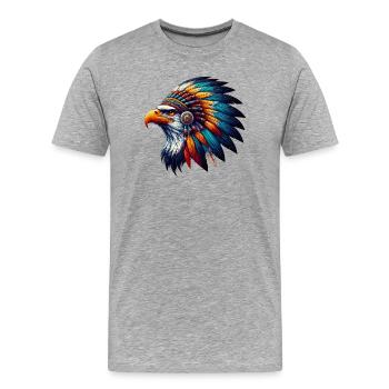 American Indian Eagle American Red Skins - Men's Premium Organic T-Shirt - heather grey - Front - Damien (186cm)