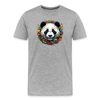 Panda - Männer Premium Bio T-Shirt - Grau meliert - Vorne - Damien (186cm)