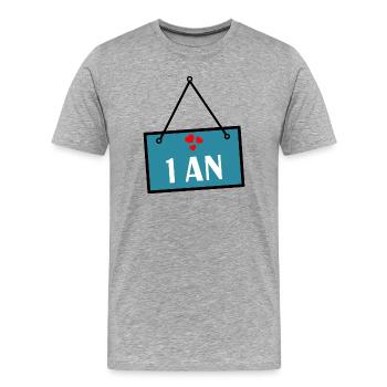 1. 1 year. 1st ANNIVERSARY. 1 YEAR ANNIVERSARY - Men's Premium Organic T-Shirt - heather grey - Front - Damien (186cm)