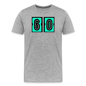 60. 60 ANS. 60e ANNIVERSAIRE. ANNIVERSAIRE 60 ANS. - T-shirt bio Premium Homme - gris chiné - Devant - Damien (186cm)