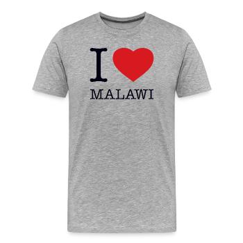 I LOVE MALAWI - Men's Premium Organic T-Shirt - heather grey - Front - Damien (186cm)