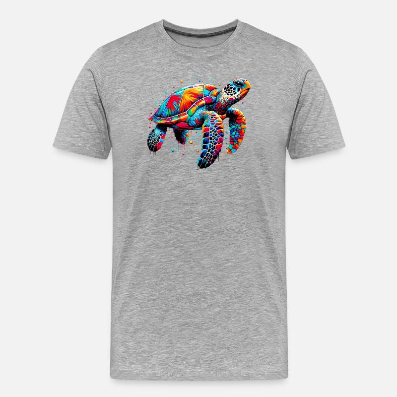 Schildkröte - Männer Premium Bio T-Shirt - Grau meliert