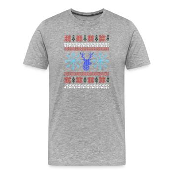Motif Noël Pixel - T-shirt bio Premium Homme - gris chiné - Devant - Damien (186cm)