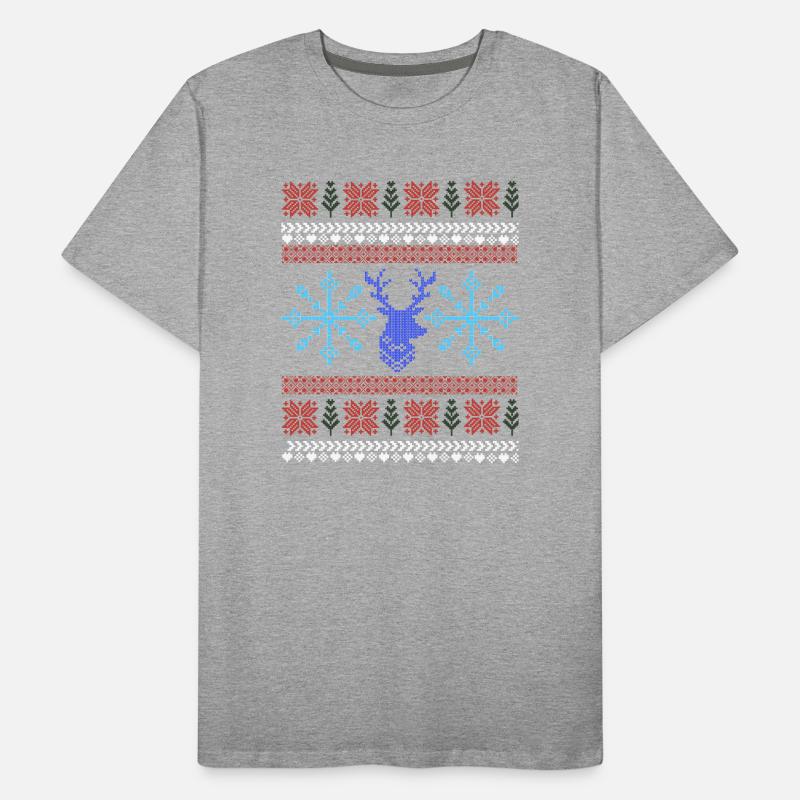 Pixel Christmas Pattern Men's Premium Organic T-Shirt