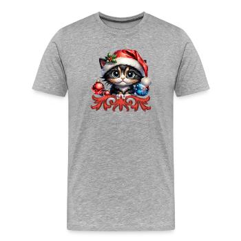 Adorable Christmas kitten. - Men's Premium Organic T-Shirt - heather grey - Front - Damien (186cm)