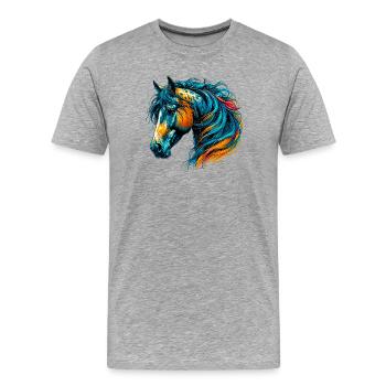 Cheval - T-shirt bio Premium Homme - gris chiné - Devant - Damien (186cm)