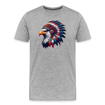 American Indian Eagle American Red Skins - Men's Premium Organic T-Shirt - heather grey - Front - Damien (186cm)