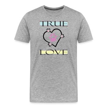 True Love Paw Print - Men's Premium Organic T-Shirt - heather grey - Front - Damien (186cm)