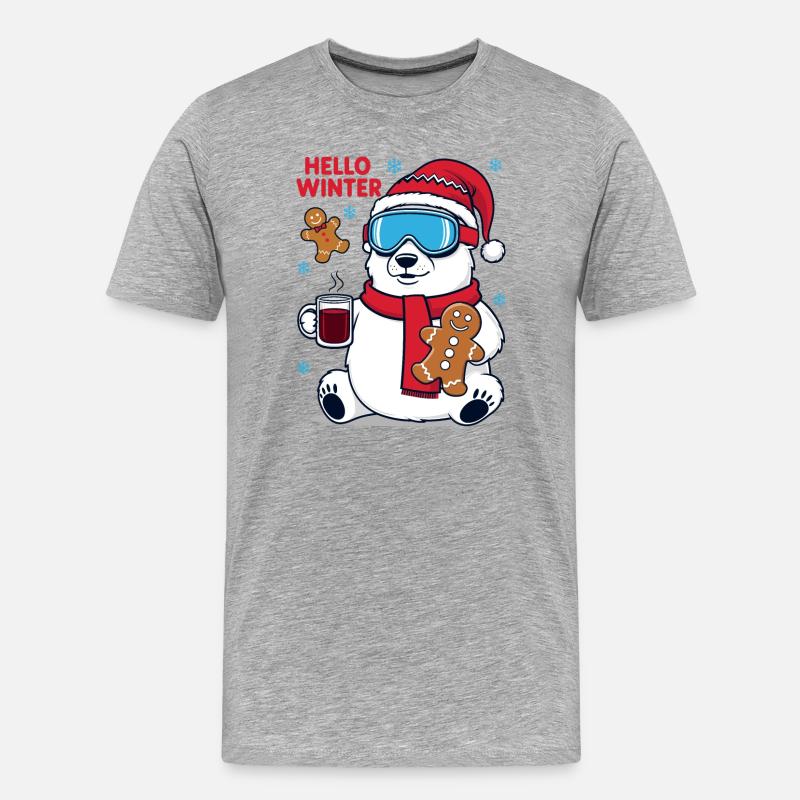 Eisbär mit Lebkuchen - Männer Premium Bio T-Shirt - Grau meliert