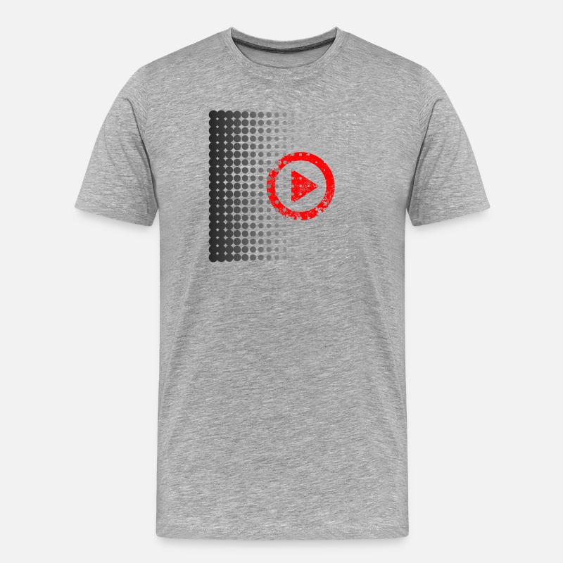 Halftone Play Button Retro - Männer Premium Bio T-Shirt - Grau meliert
