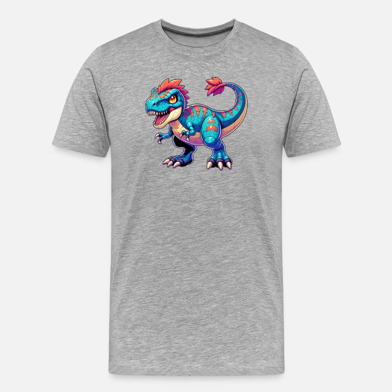 Dinosaurier - Männer Premium Bio T-Shirt - Grau meliert