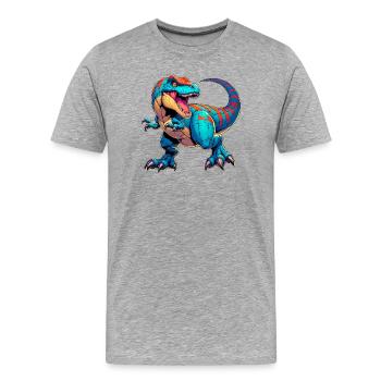 Dinosaurier - Männer Premium Bio T-Shirt - Grau meliert - Vorne - Damien (186cm)