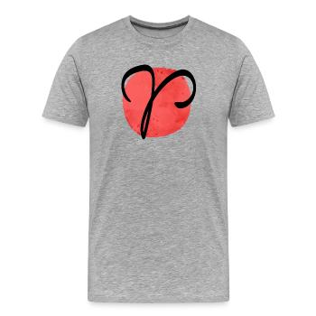Signe du zodiaque Bélier - T-shirt bio Premium Homme - gris chiné - Devant - Damien (186cm)