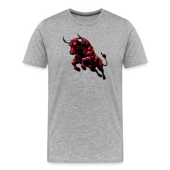 Stier - Männer Premium Bio T-Shirt - Grau meliert - Vorne - Damien (186cm)