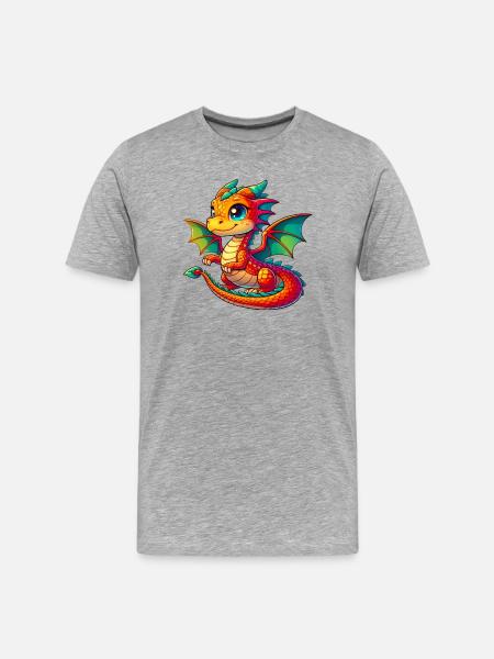Drache - Männer Premium Bio T-Shirt - Grau meliert