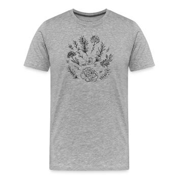 Flowers Sketch - Men's Premium Organic T-Shirt - heather grey - Front - Damien (186cm)