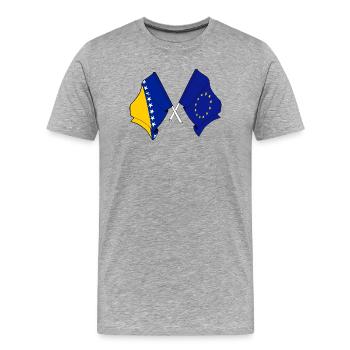 Flagge von Bosnien und Herzegowina und Flagge von Europa - Männer Premium Bio T-Shirt - Grau meliert - Vorne - Damien (186cm)