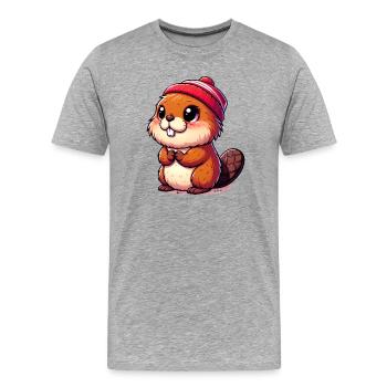 Bieber - Männer Premium Bio T-Shirt - Grau meliert - Vorne - Damien (186cm)