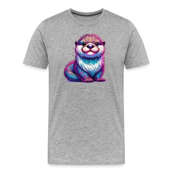 Otter - Männer Premium Bio T-Shirt - Grau meliert - Vorne - Damien (186cm)